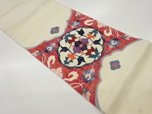 JAPANESE FUKURO OBI / TSUMUGI / WOVEN FLOWERS